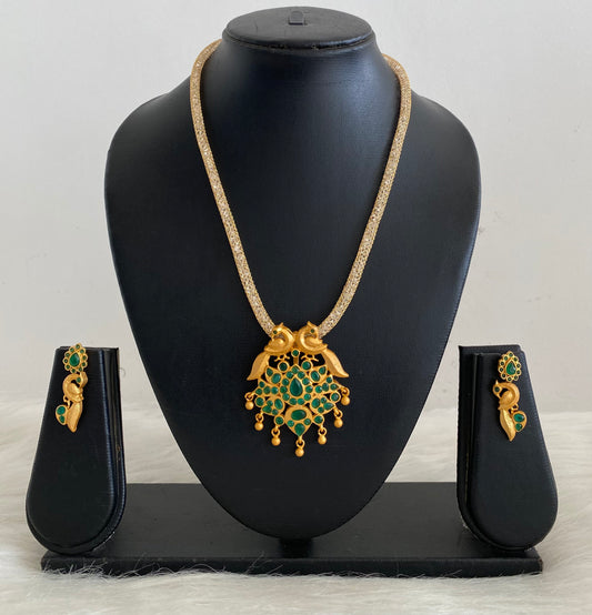 Matte Finish Emerald Peacock Necklace Set-dj07697