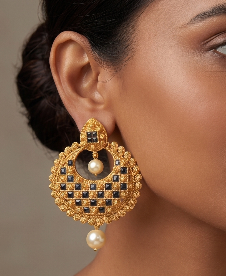 Gorgeous Matte Finish Blue Designer Bali Earrings-dj07723