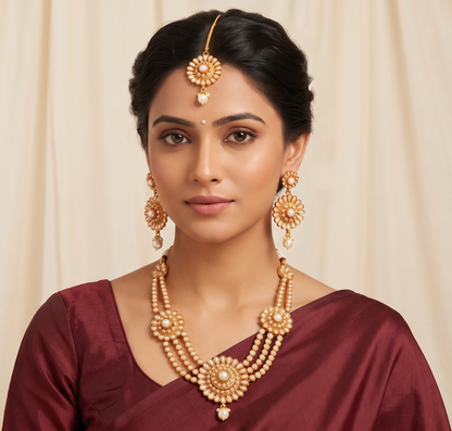 Awesome Antique Pearl Designer Necklace Set-dj07759