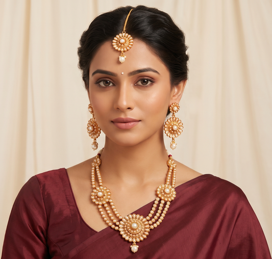 Awesome Antique Pearl Designer Necklace Set-dj07759