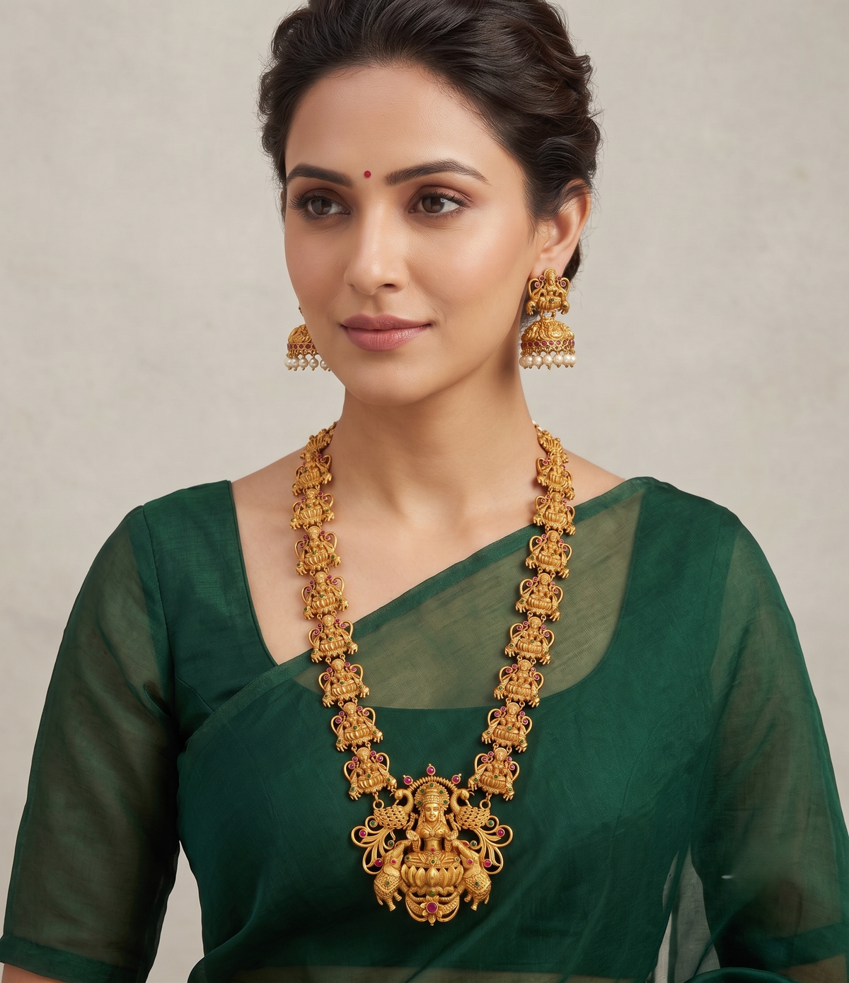 Matte finish ruby-emerald Lakshmi nagasu Long haar set dj-07773