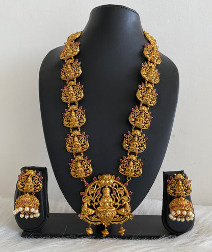 Antique nagaas ruby-emerald Lakshmi bridal long haar set dj-07774