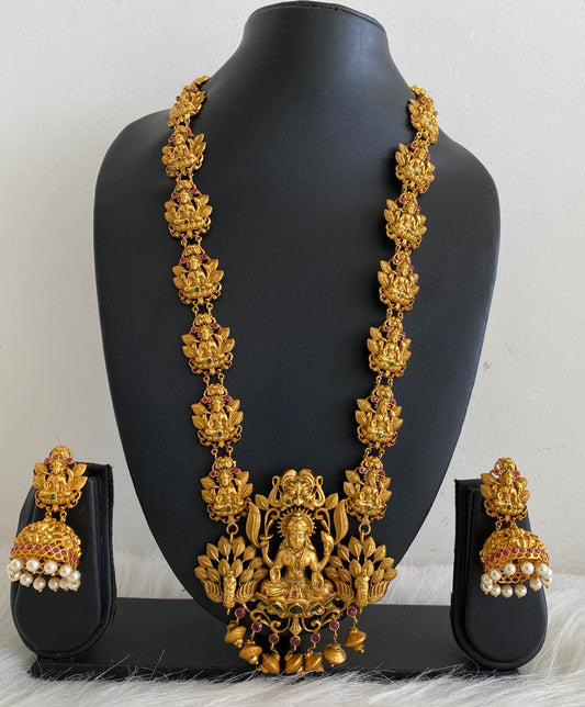 Antique nagaas ruby-emerald Lakshmi bridal long haar set dj-07776
