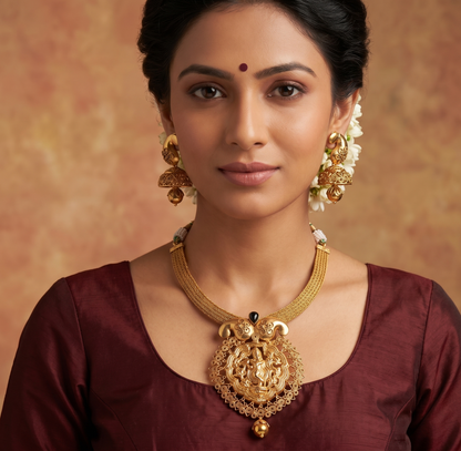 Gorgeous Antique Nagaas Black Krishna Choker Necklace Set -dj07816