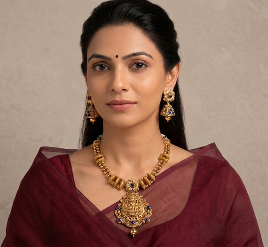 Antique Nagaas blue Lakshmi necklace set dj-07821