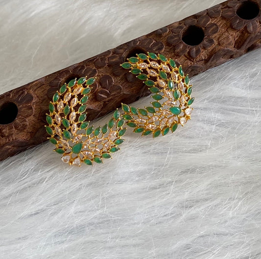 Gold Tone Green-white Earrings -dj07848