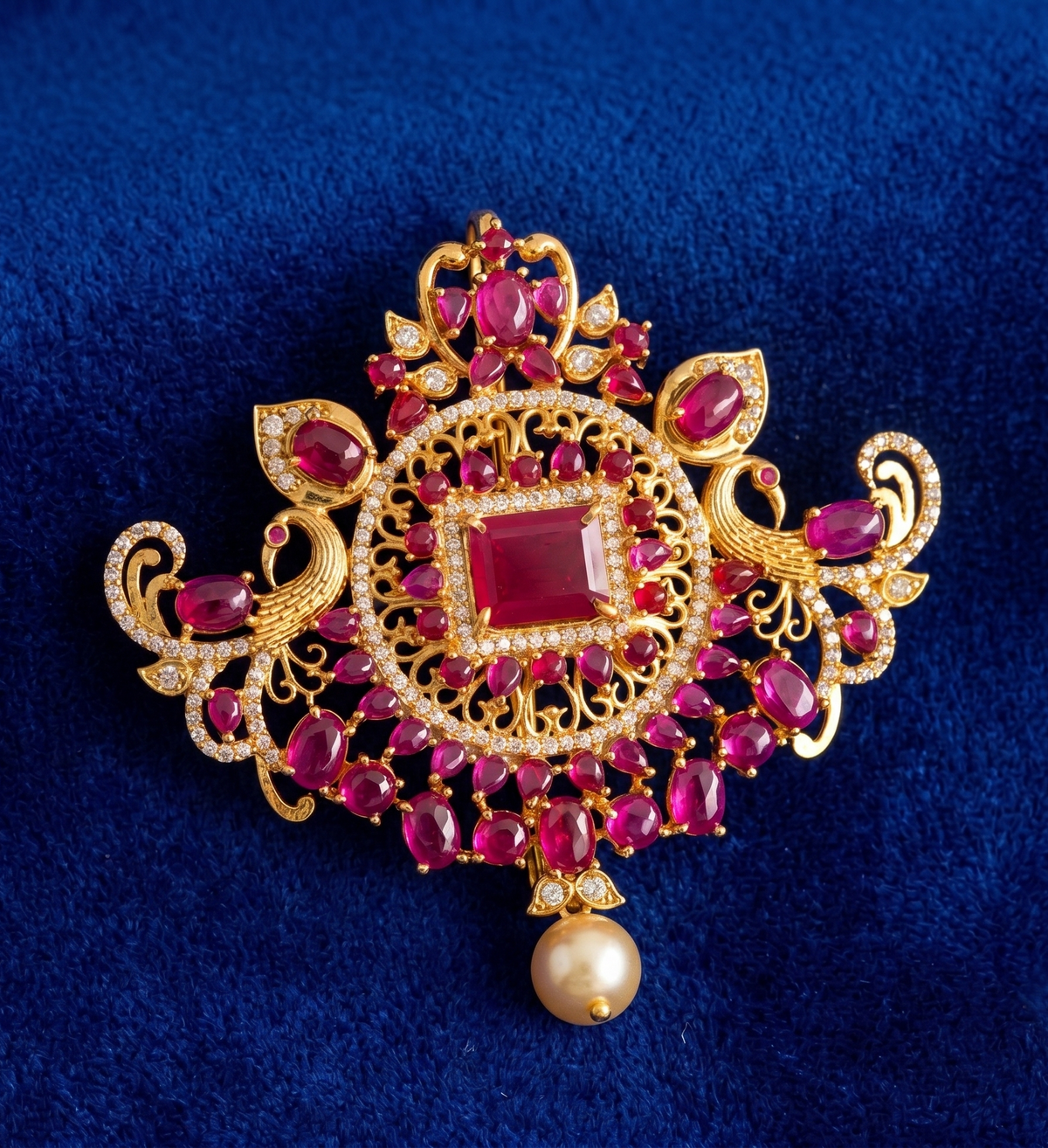 Gold Tone Real Kemp Peacock Hair Jewel/Billa-dj07885