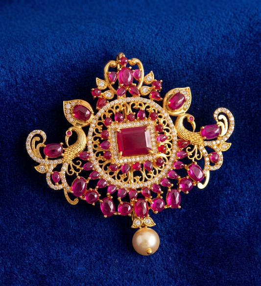 Gold Tone Real Kemp Peacock Hair Jewel/Billa-dj07885