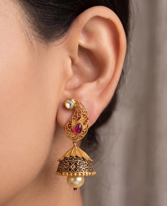 Unique Matte Finish Pink Mango Jhumkka-dj07896