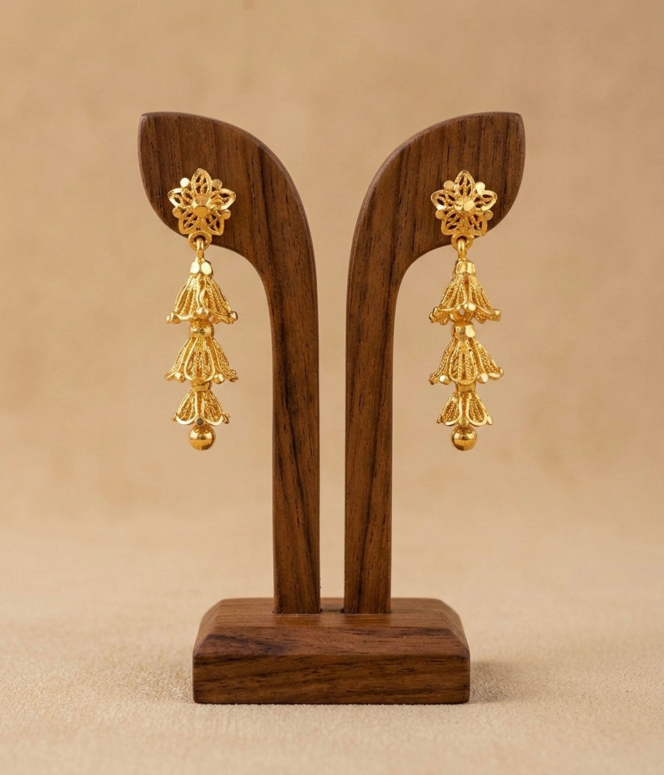 Gold tone flower screw back  step jhumkka- dj52895
