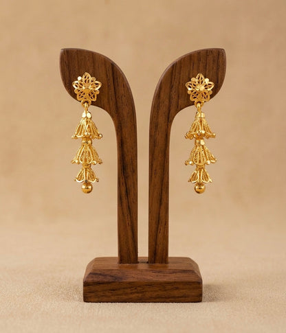 Gold tone flower screw back  step jhumkka- dj52895