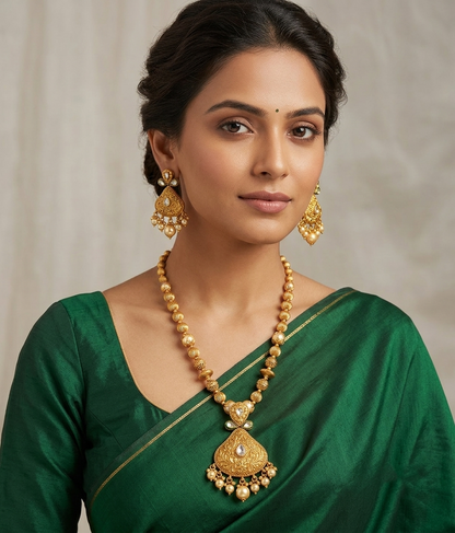 Unique Antique Pearl-white Necklace Set-dj07914