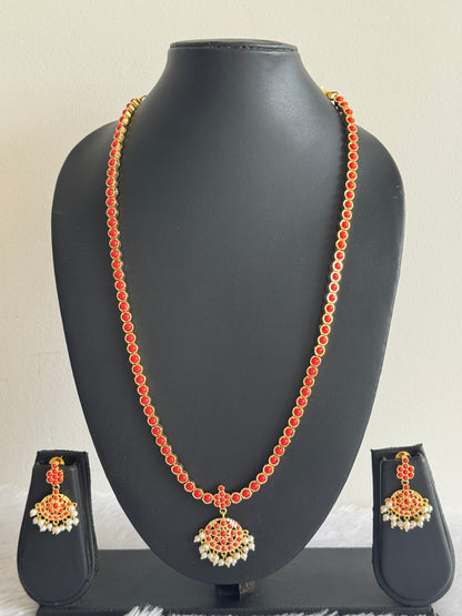 Gold tone coral South Indian style haar set dj-51675