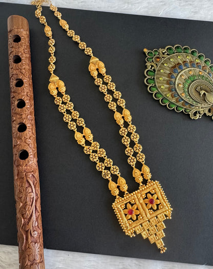 Matte gold tone kemp stone Kerala style double layer haar dj-52149