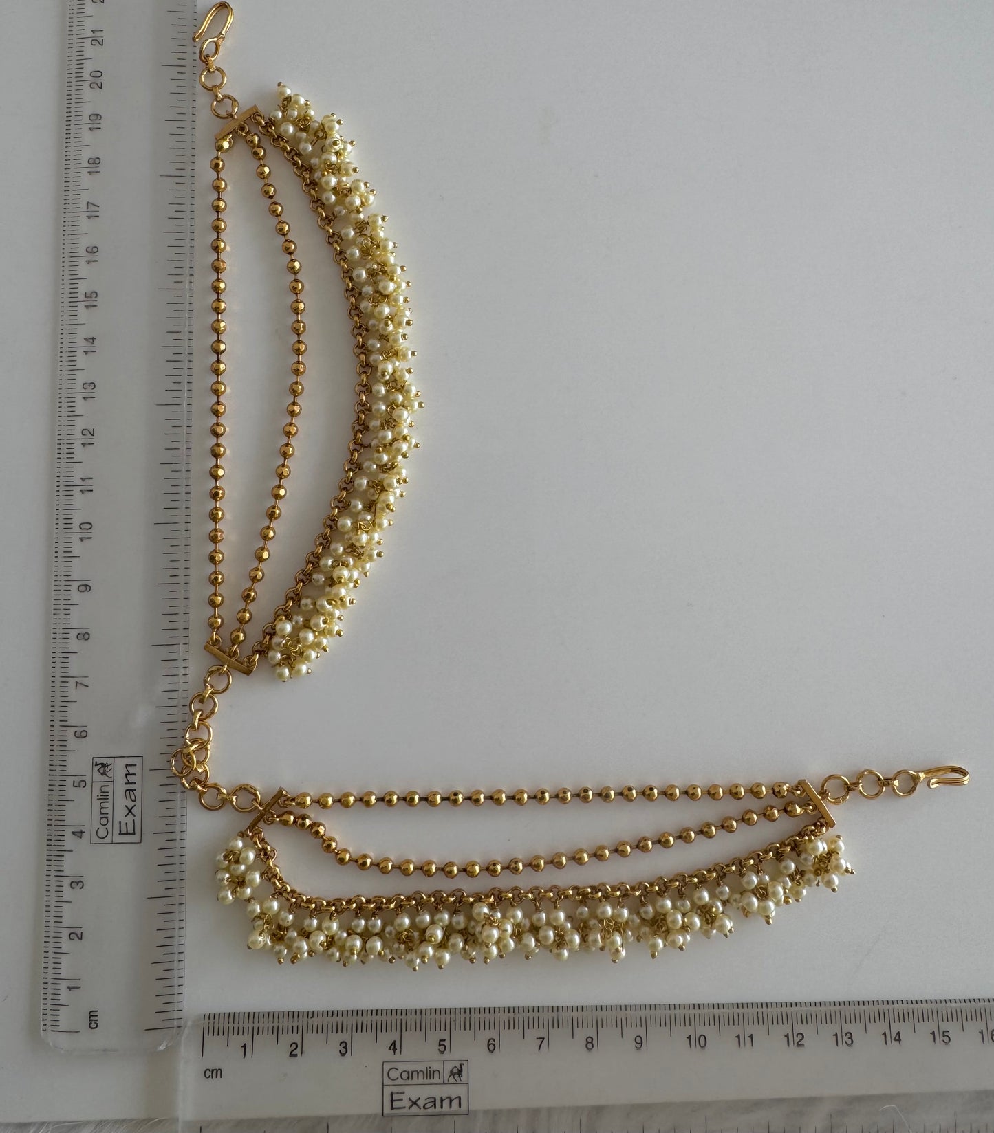 Antique gold tone pearl layer ear side chain dj-51358