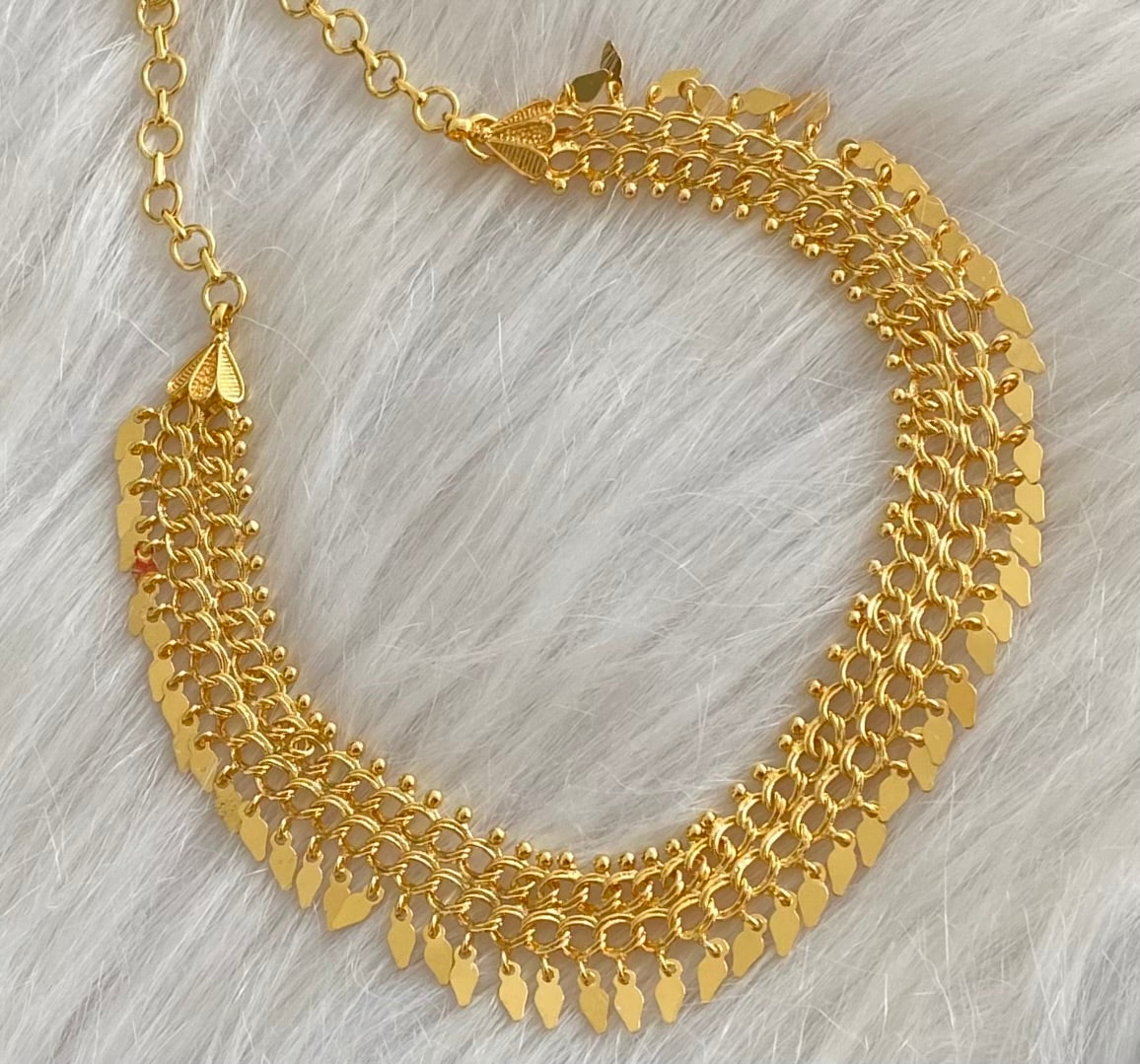 Gold tone kerala style elakka thali choker necklace dj-54102