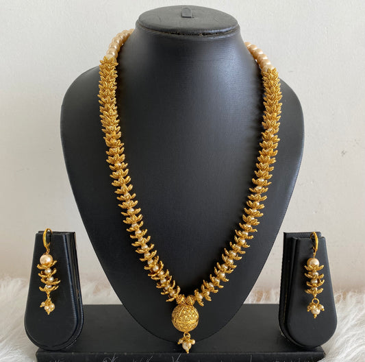 Unique Antique Pearl Golden Beads Designer Necklace Set -dj08013