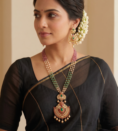 Gold tone real kemp stone cz pendant necklace with screw back earrings dj-08015