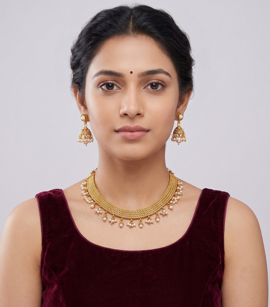 Lovely Antique Pearl Necklace Set-dj08028