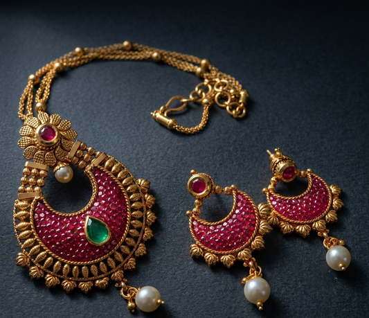 Lovely Antique Transparent Pink-green Necklace Set-dj08030
