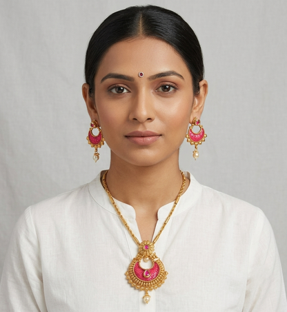 Lovely Antique Transparent Pink Necklace Set-dj08032