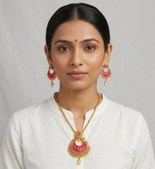 Lovely Antique Transparent Pink Necklace Set-dj08032
