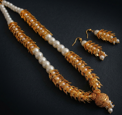Lovely Handmade Pearl Designer Necklace Set-dj08052