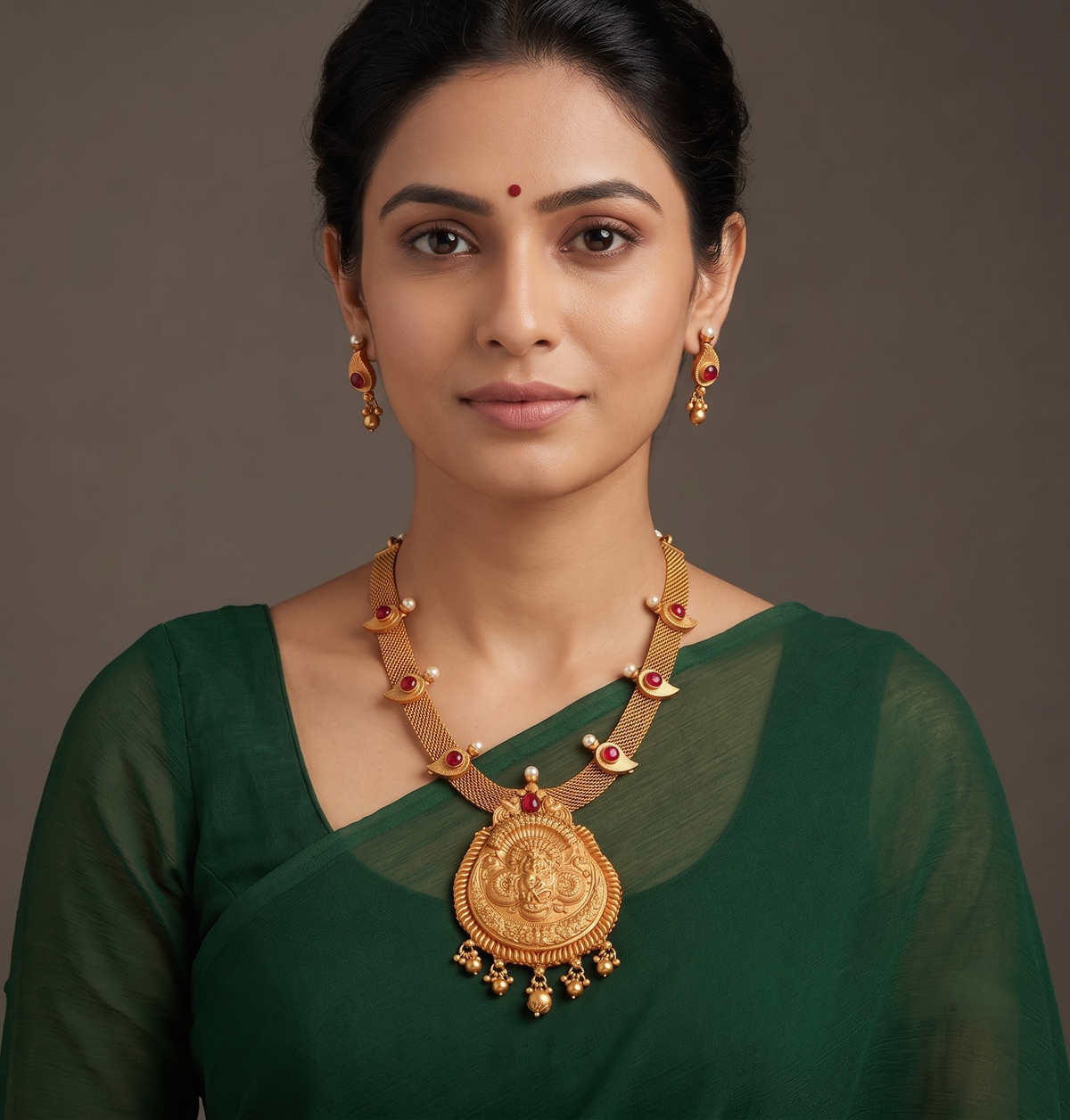 Matte Finish Kemp Krishna Designer Necklace Set dj-08156