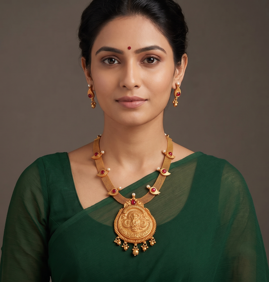 Matte Finish Kemp Krishna Designer Necklace Set dj-08156