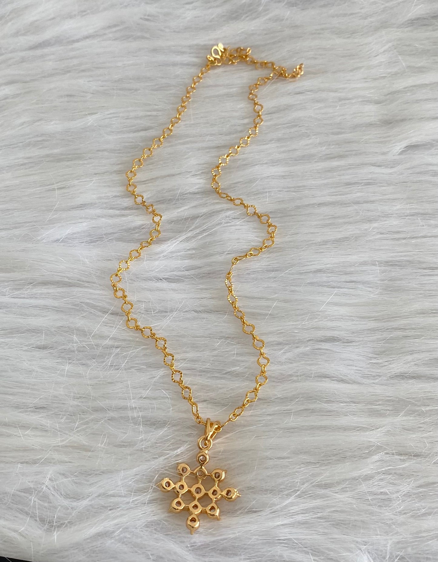 Gold tone 18 inches chain with white stone pendant dj-53863