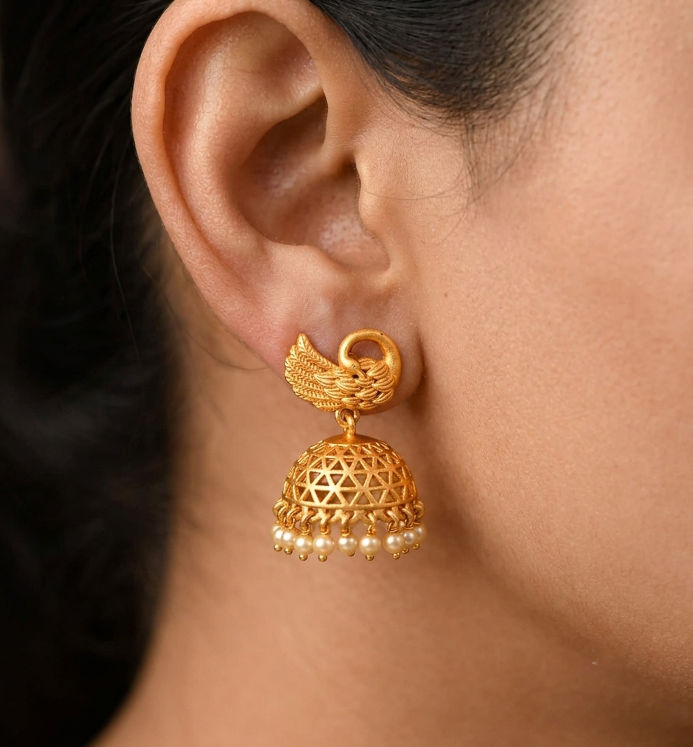 Matte finish peacock jhumkka dj-08173