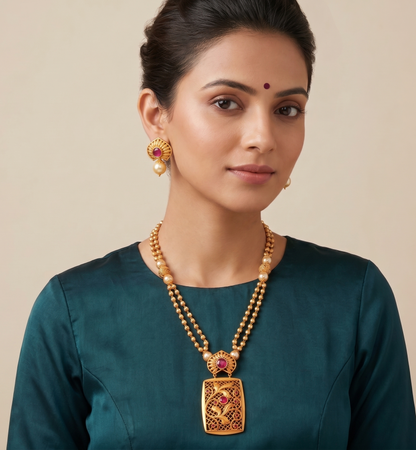 Matte Finish Ruby Pearl designer short haar Set-dj08228