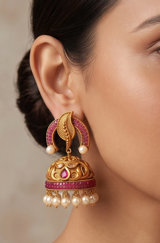 Matte finish ruby pearl mango jhumkka -dj08254
