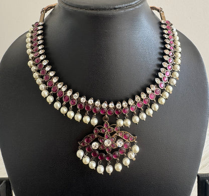 Black finish precious kemp pearl necklace Dj-51252