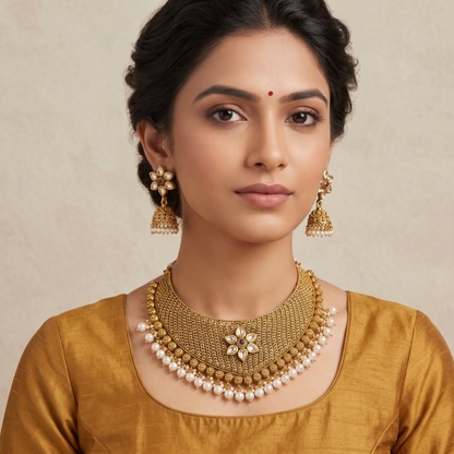 Antique Designer Kundan Choker Necklace Set dj-08324