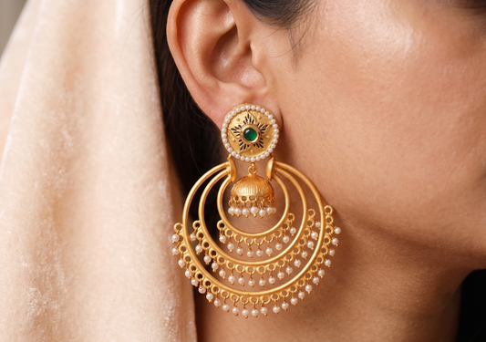 Matte Finish Emerald Big Bali Jhumkka -dj08338