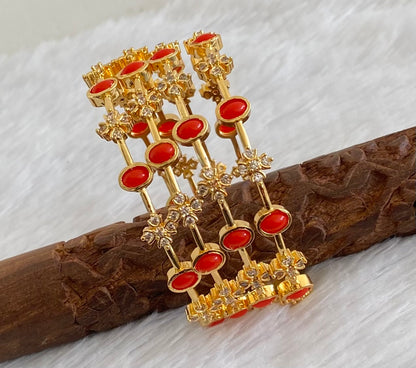 Gold tone cz coral stone set of 4 bangles(2.4) dj-53443