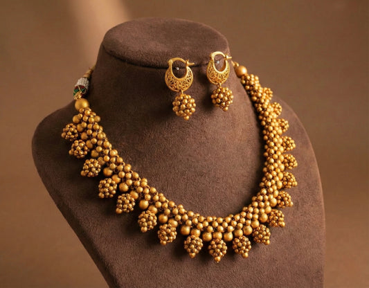 Matte finish beaded necklace set -dj13706