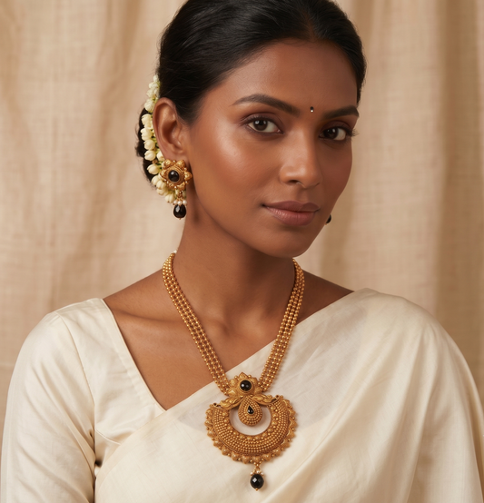 Antique gold tone Multilayer Black Bali Necklace Set-dj08449
