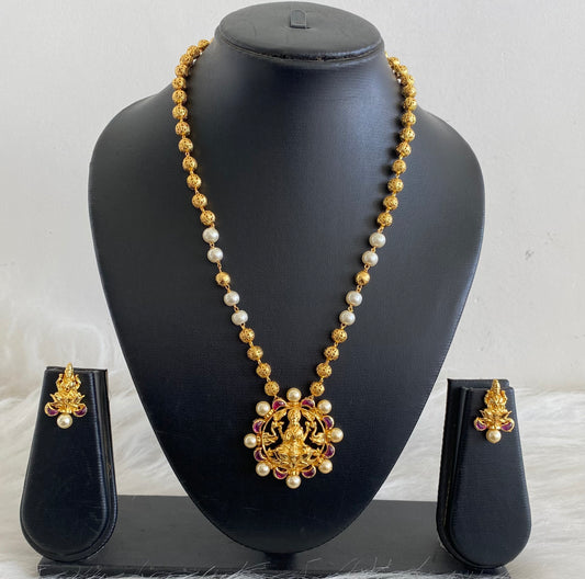 Gorgeous Gold Replica Real Uncut Ruby Lakshmi Necklace Set -dj08530