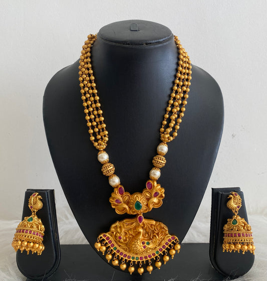 Matte finish ruby-emerald peacock haar set dj-08543