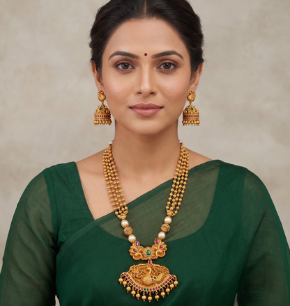 Matte finish ruby-emerald peacock haar set dj-08543