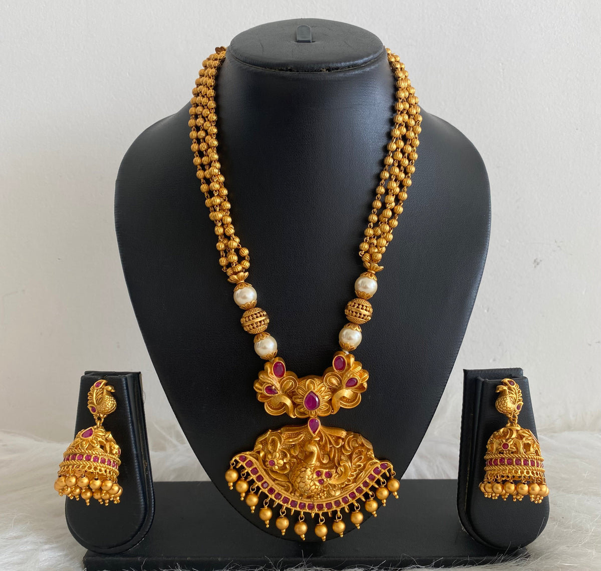 Matte finish ruby peacock haar set dj-08544