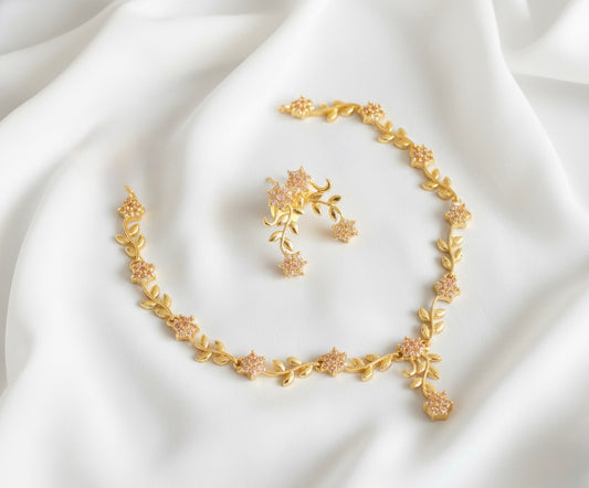 Gold tone Baby Pink Nakshatra Necklace Set DJ17703