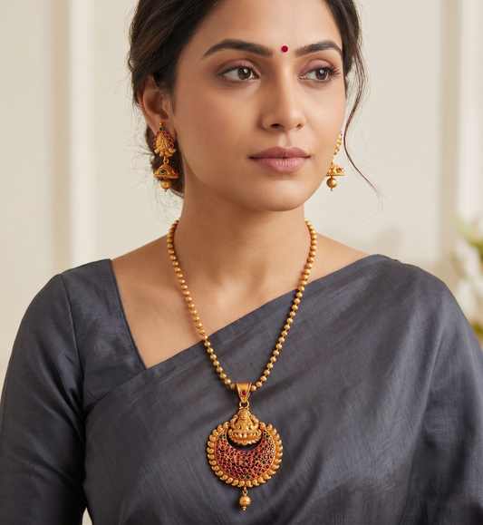 Antique kemp-green Lakshmi bali necklace set  dj-08691