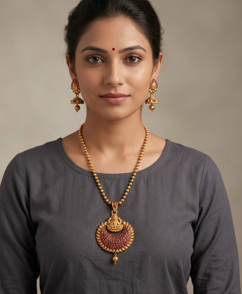 Antique Kemp Lakshmi Bali Necklace Set -dj08692