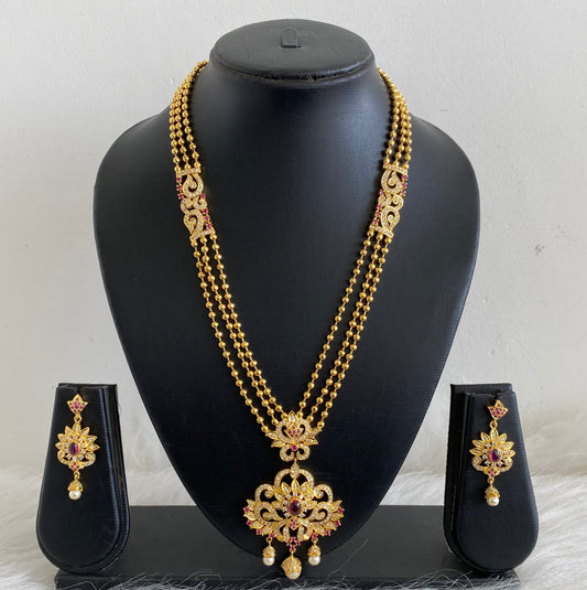 Gold Tone Multilayer Cz Kemp Necklace Set-dj08855