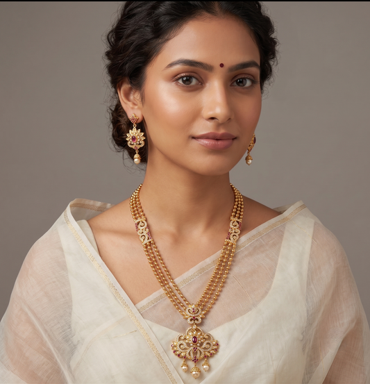 Gold Tone Multilayer Cz Kemp Necklace Set-dj08855