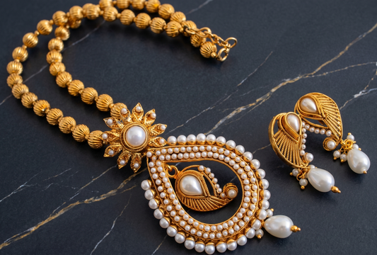 Beautiful Antique Pearl Necklace Set-dj08866