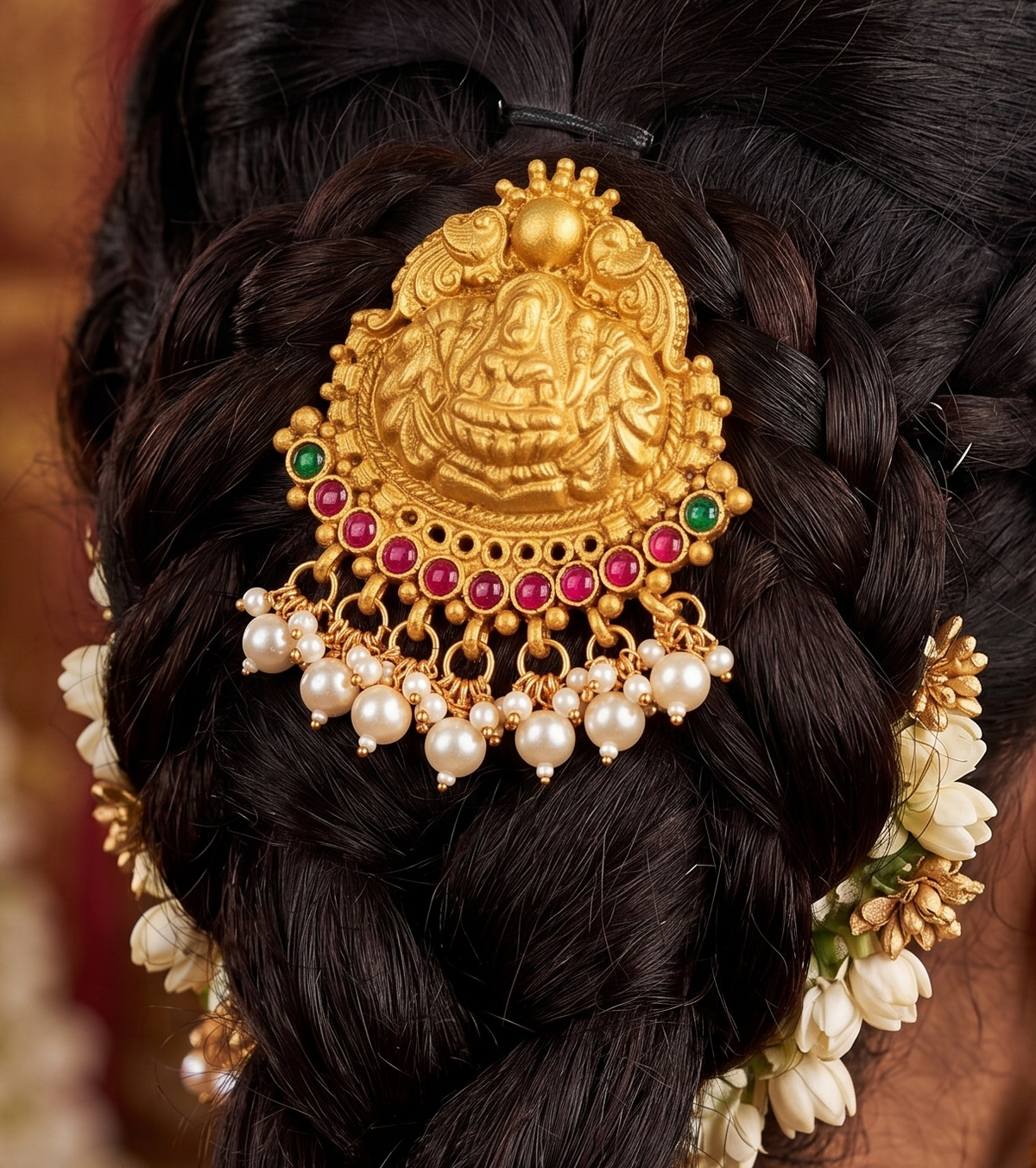 Matte finish kemp-green lakshmi hair jewel/jada billa dj-08875